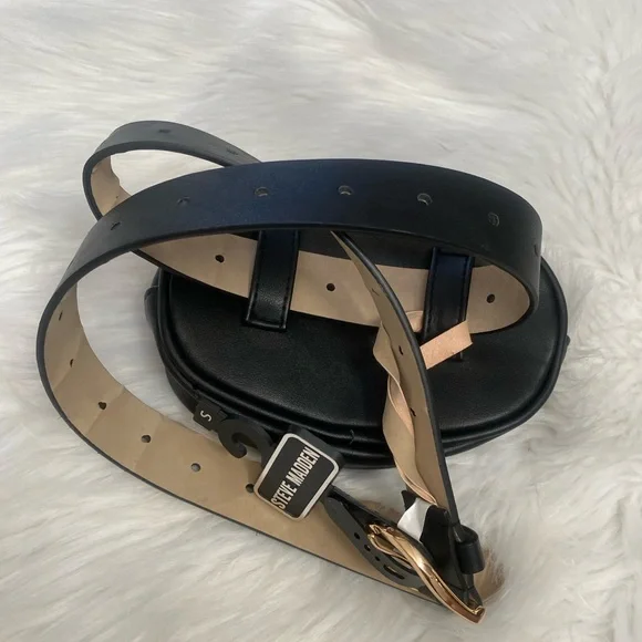 Steve Madden Black Quilted Belt Bag Sz S - Picture 4 of 4